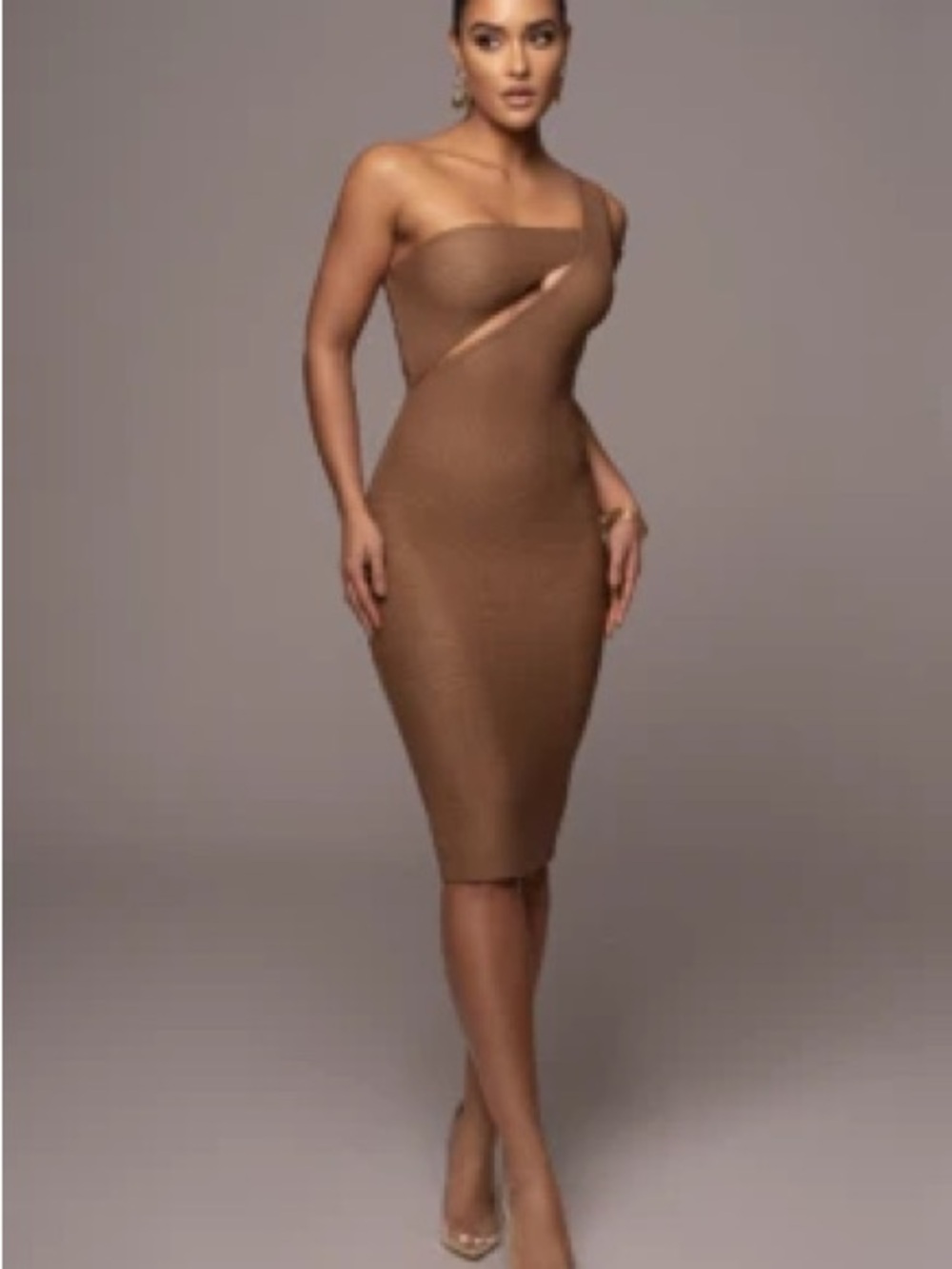 Tan Genasis One Shoulder Dress